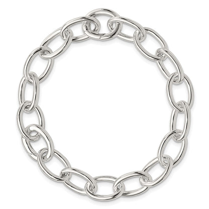 7 Inch Sterling Silver Rhodium-Plated Polished Fancy Link Bracelet