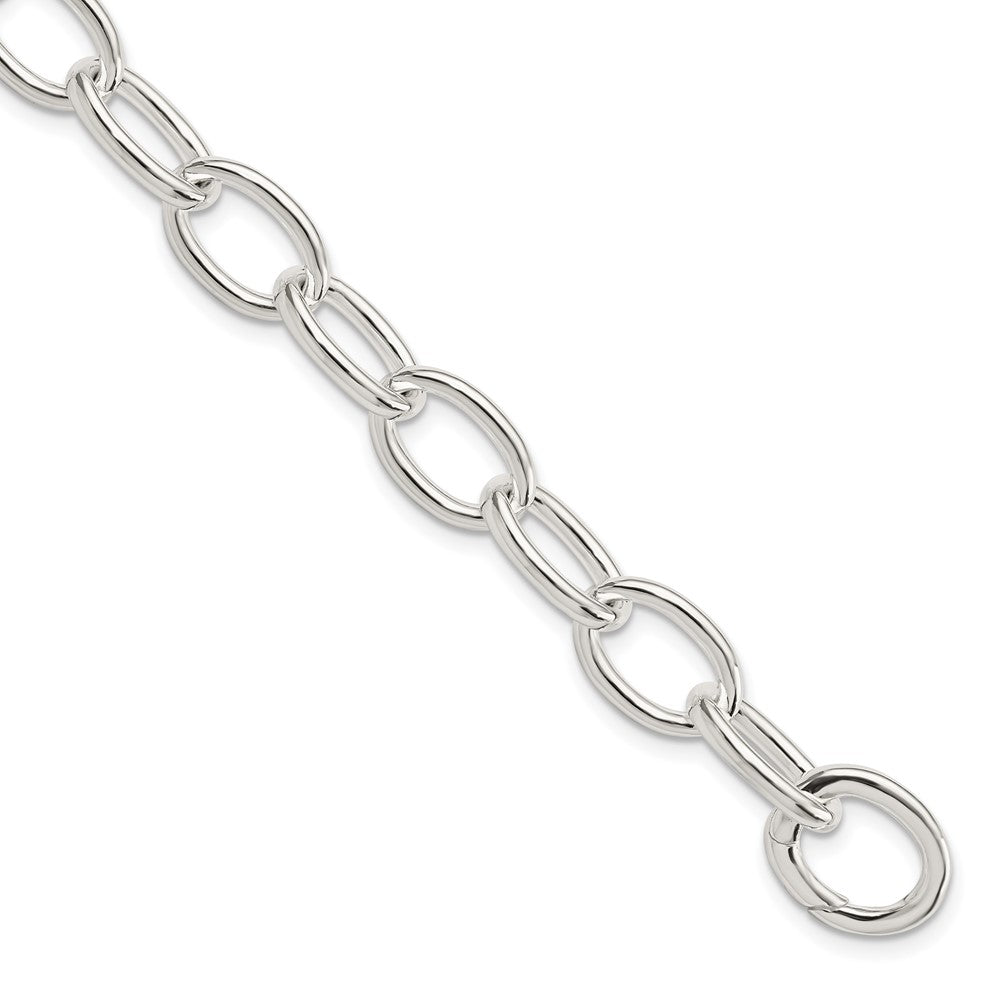 7 Inch Sterling Silver Rhodium-Plated Polished Fancy Link Bracelet