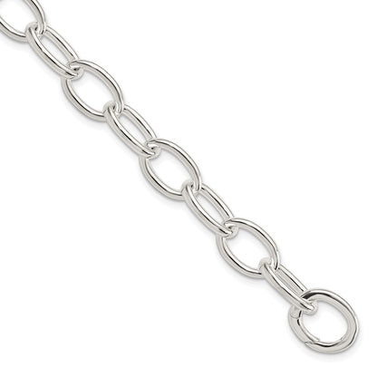 7 Inch Sterling Silver Rhodium-Plated Polished Fancy Link Bracelet