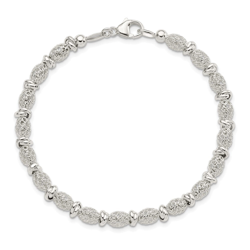 7.75 Inch Sterling Silver Polished Filigree Bracelet