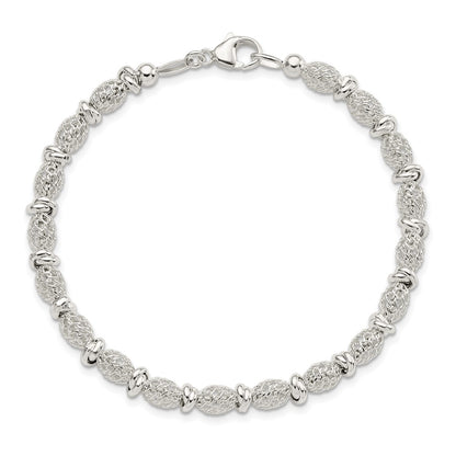 7.75 Inch Sterling Silver Polished Filigree Bracelet