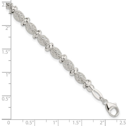 7.75 Inch Sterling Silver Polished Filigree Bracelet