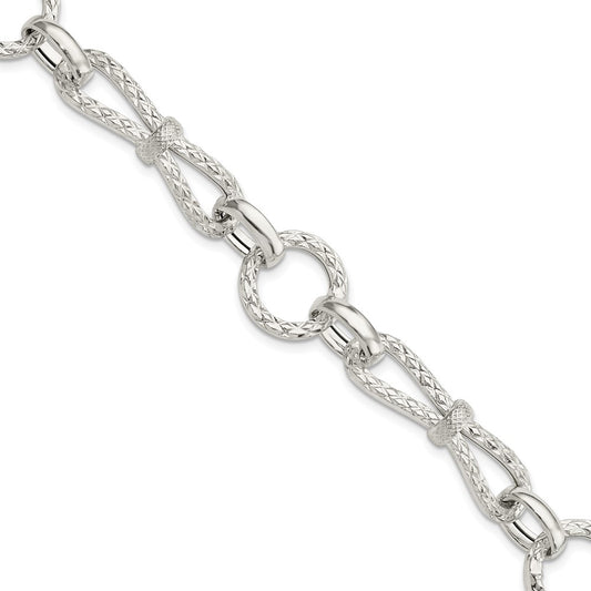 6.75 Inch Sterling Silver Polished Fancy Link Bracelet
