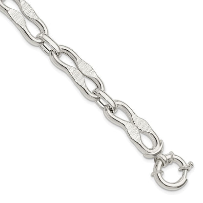 8 Inch Sterling Silver Polished Fancy Link Bracelet