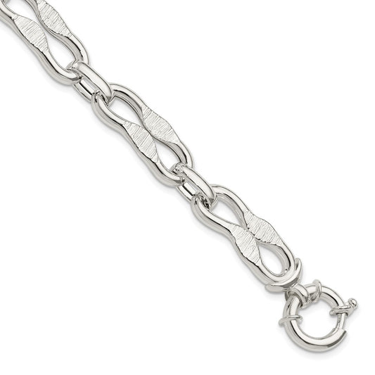 8 Inch Sterling Silver Polished Fancy Link Bracelet