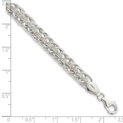 7 Inch Sterling Silver Polished Roped Oval Link 7In Bracelet