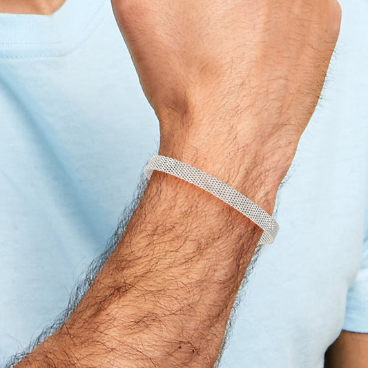 7.5 Inch Sterling Silver D/C Reversible Bracelet