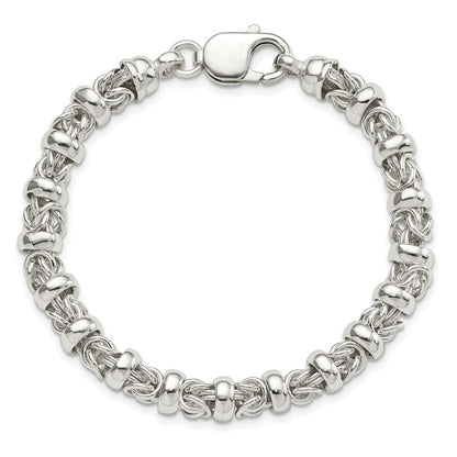7.5 Inch Sterling Silver Fancy Byzantine Bracelet