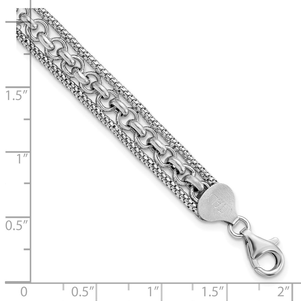 7.5 Inch Sterling Silver Rhodium-Plated Polished Bracelet