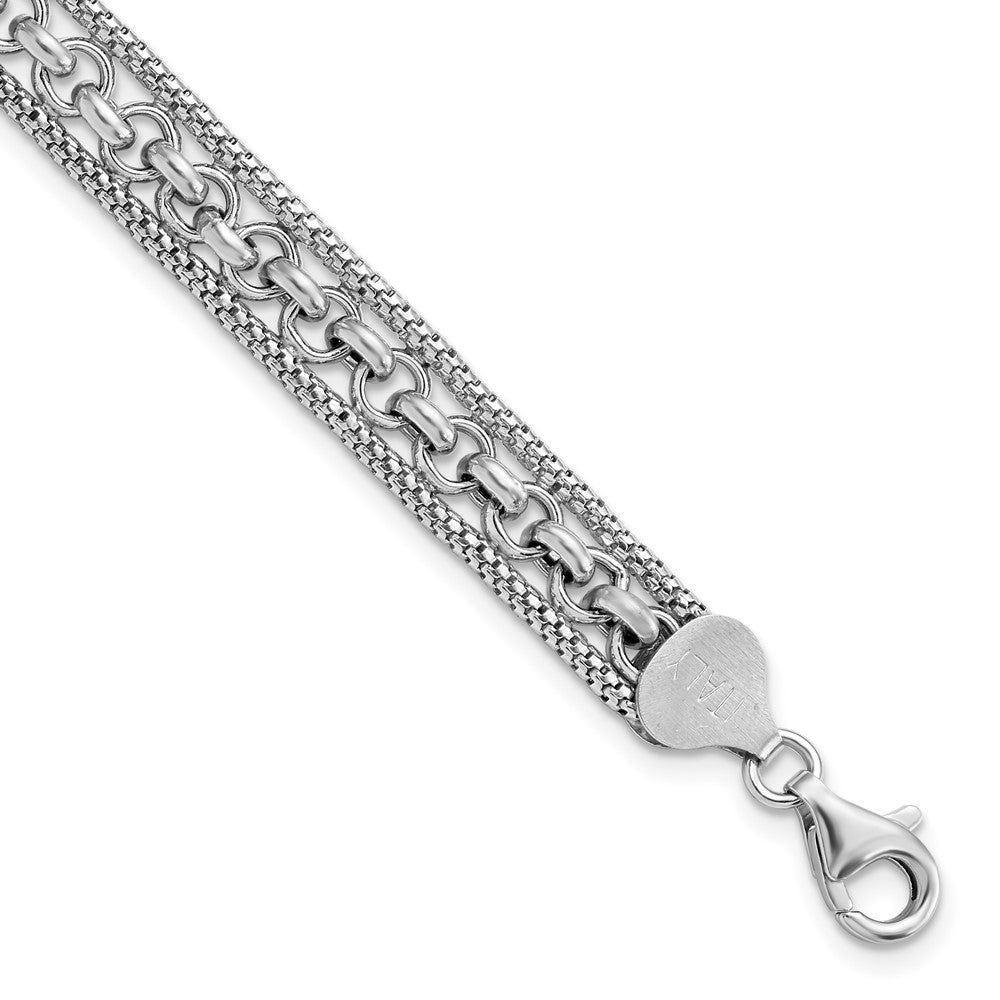 7.5 Inch Sterling Silver Rhodium-Plated Polished Bracelet