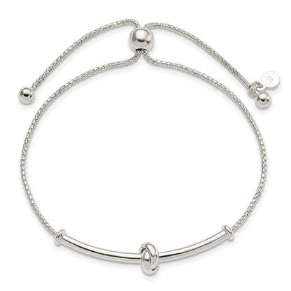 Sterling Silver Bar With Knot Adjustable Bolo Bracelet