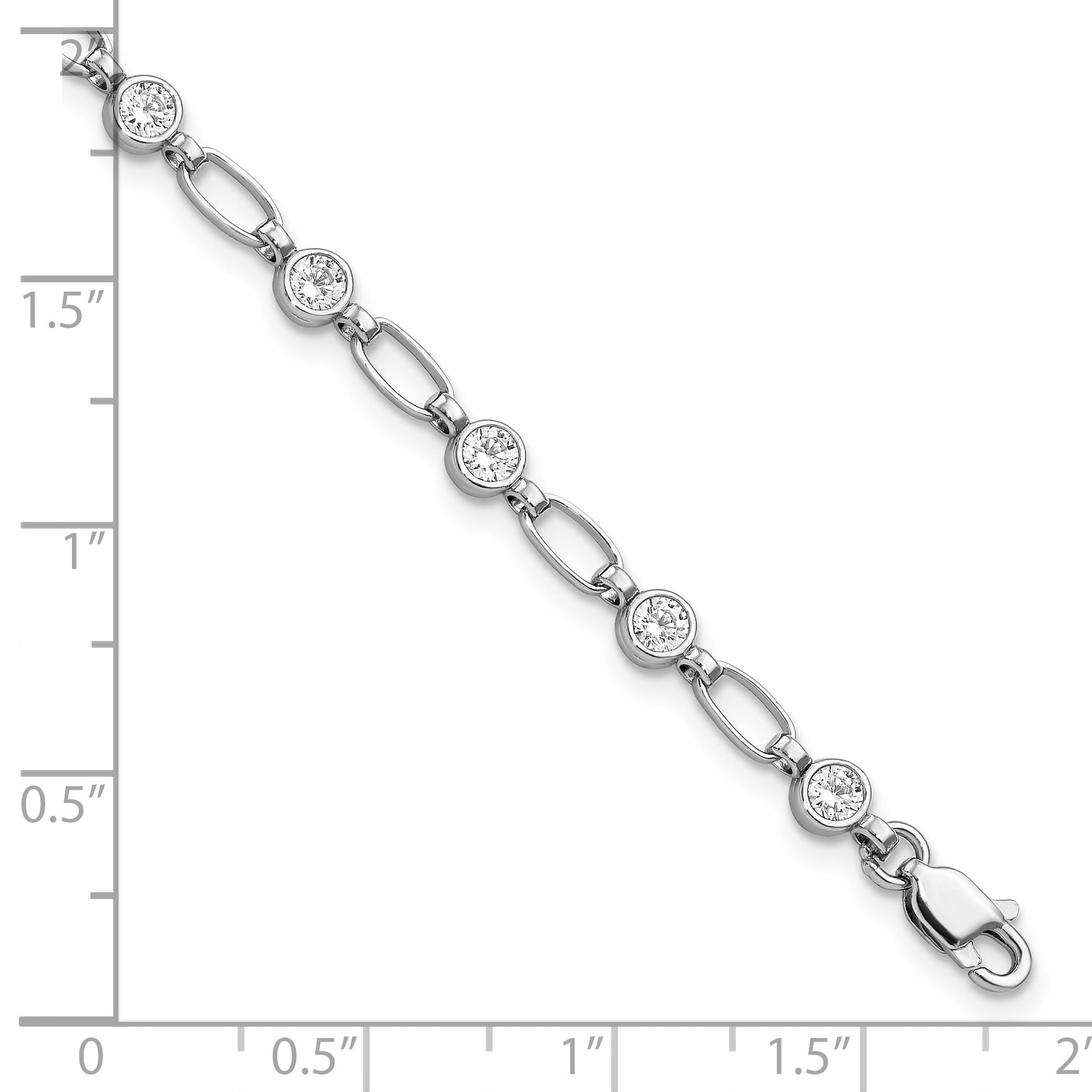 7 Inch Sterling Silver Rhodium-Plated Polished Cz Bracelet