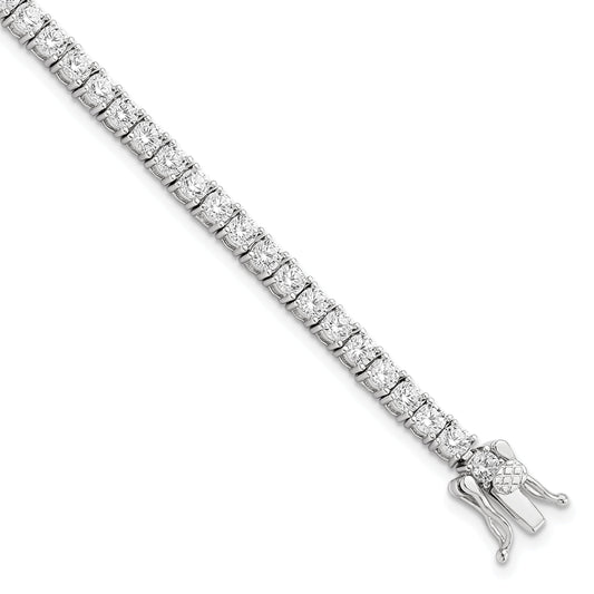 7.5 Inch Sterling Silver Rhodium-Plated Polished Cz Tennis Bracelet