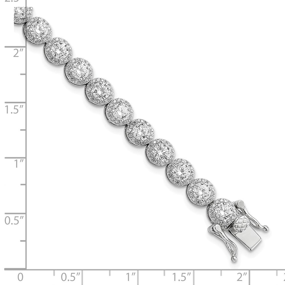 7.5 Inch Sterling Silver Rhodium-Plated Polished Round Cz Tennis Bracelet