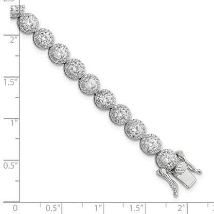 7.5 Inch Sterling Silver Rhodium-Plated Polished Round Cz Tennis Bracelet