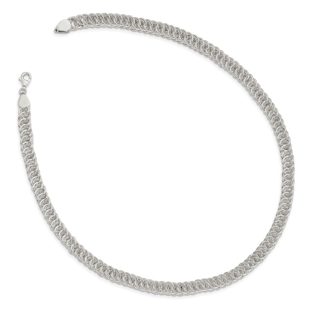 Sterling Silver Polished Fancy Circle Link Chain Necklace