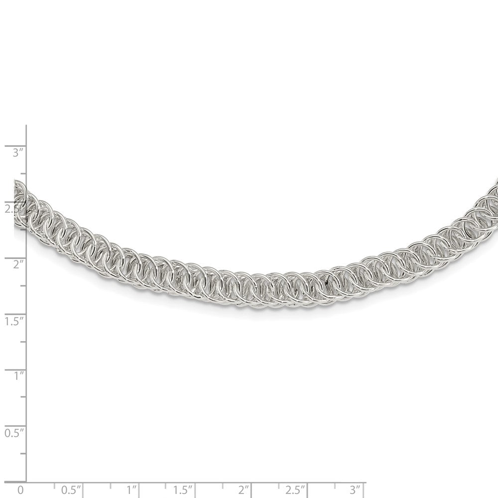 Sterling Silver Polished Fancy Circle Link Chain Necklace