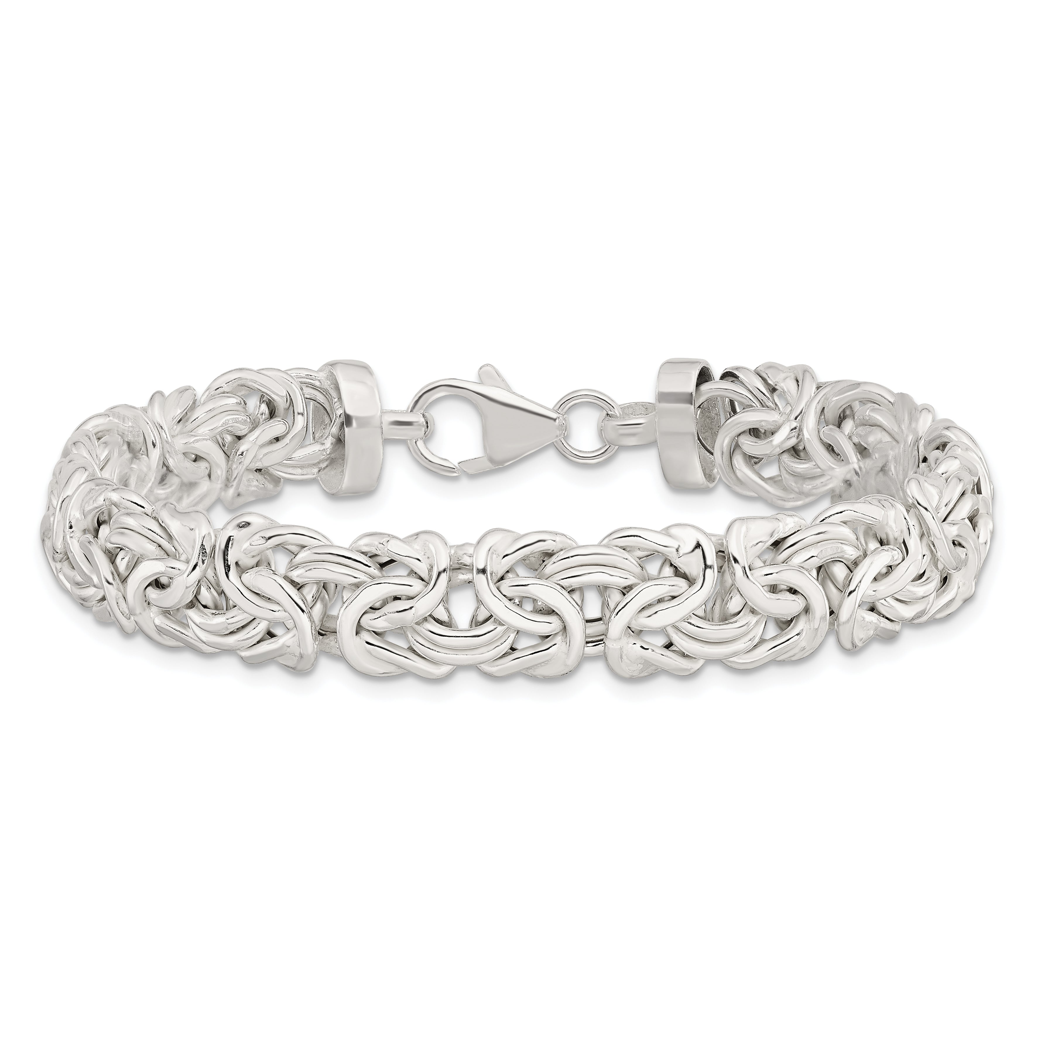 7 Inch Sterling Silver Polished 9.3mm Flat Byzantine 7In Chain Bracelet
