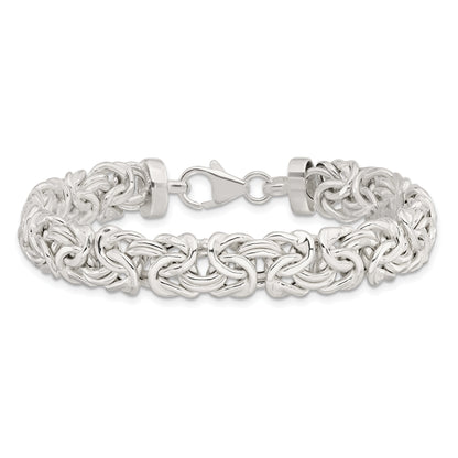 7 Inch Sterling Silver Polished 9.3mm Flat Byzantine 7In Chain Bracelet