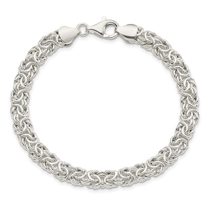 7.5 Inch Sterling Silver Polished Byzantine Link Bracelet