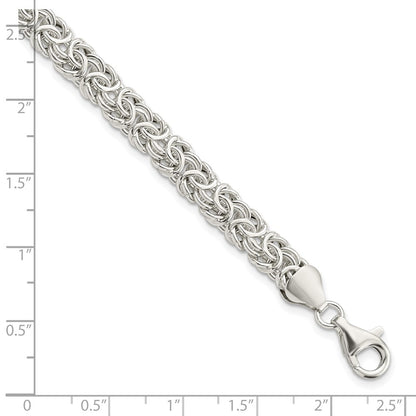 7.5 Inch Sterling Silver Polished Byzantine Link Bracelet