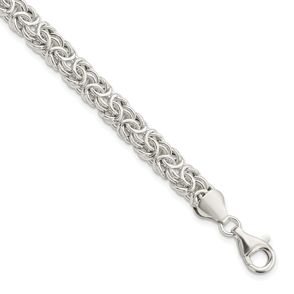 7.5 Inch Sterling Silver Polished Byzantine Link Bracelet