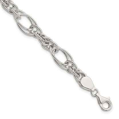 7 Inch Sterling Silver Polished Fancy Link 7In Bracelet