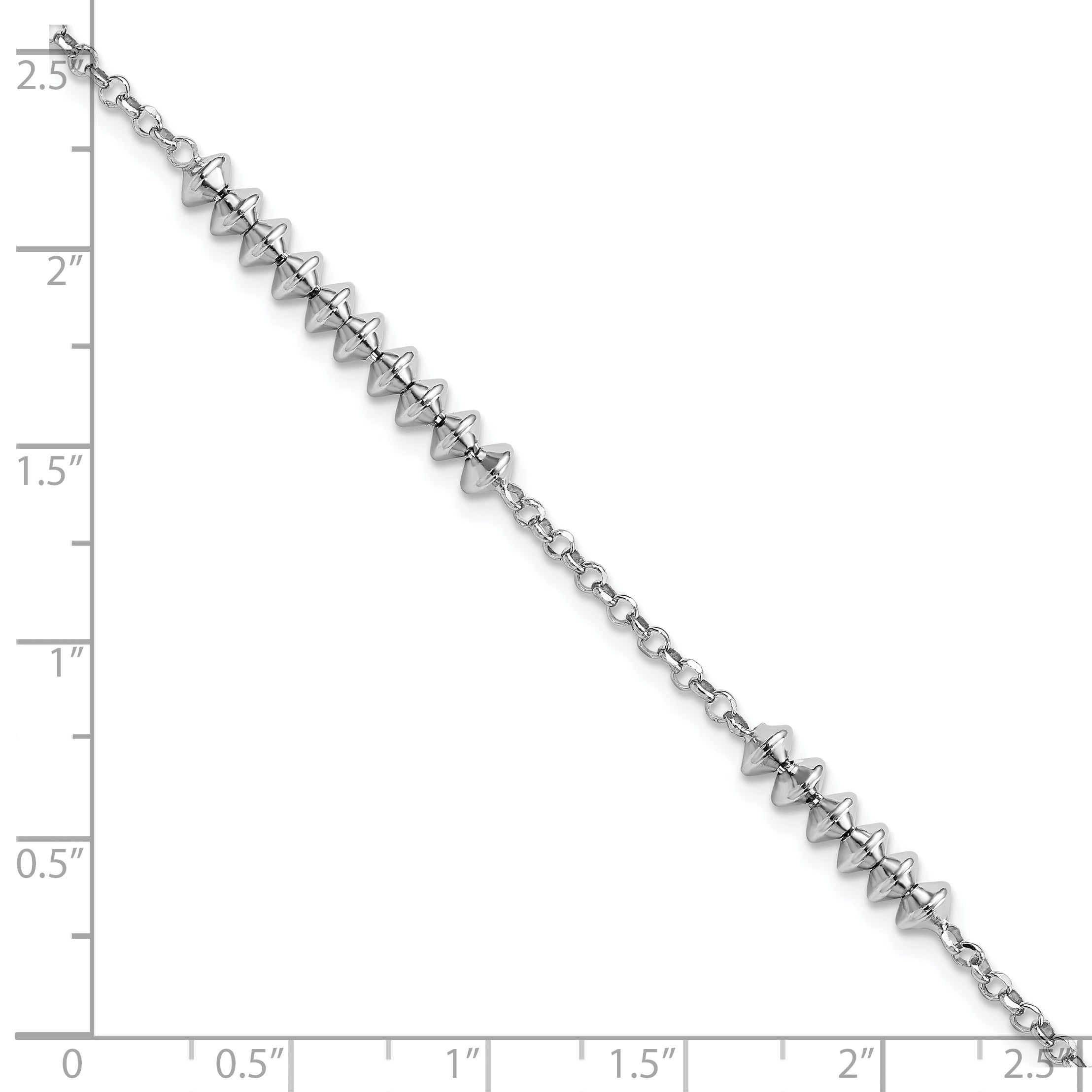 7 Inch Sterling Silver Rhodium-Plated Polished W/ 1In Ext. Bracelet