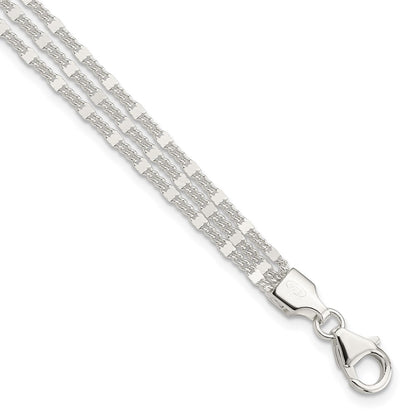 7.25 Inch Sterling Silver Polished 3-Strand Bracelet