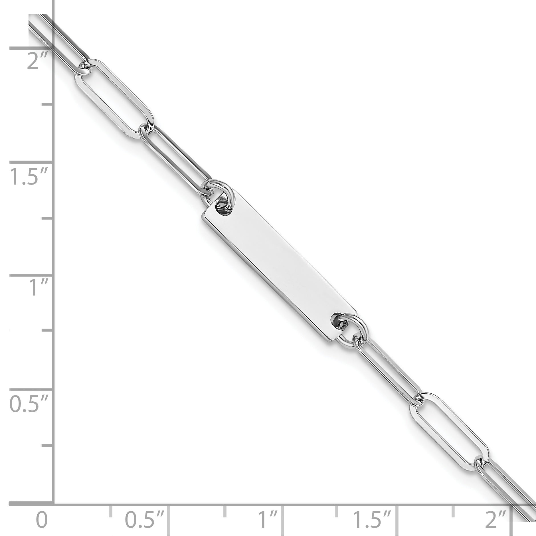 7 Inch Sterling Silver Rhodium-Plated Polished Bar W/ 1In Ext. Bracelet