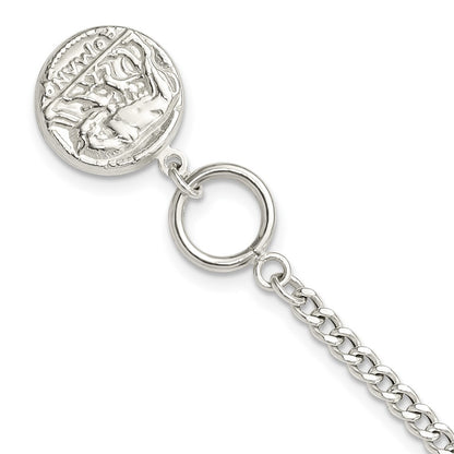 7.5 Inch Sterling Silver Replica Roman Coin Toggle Bracelet