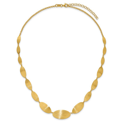 Ss/Gold Plated Sterling Silver Gold-Plated Brushed W/ 2In Ext. Necklace
