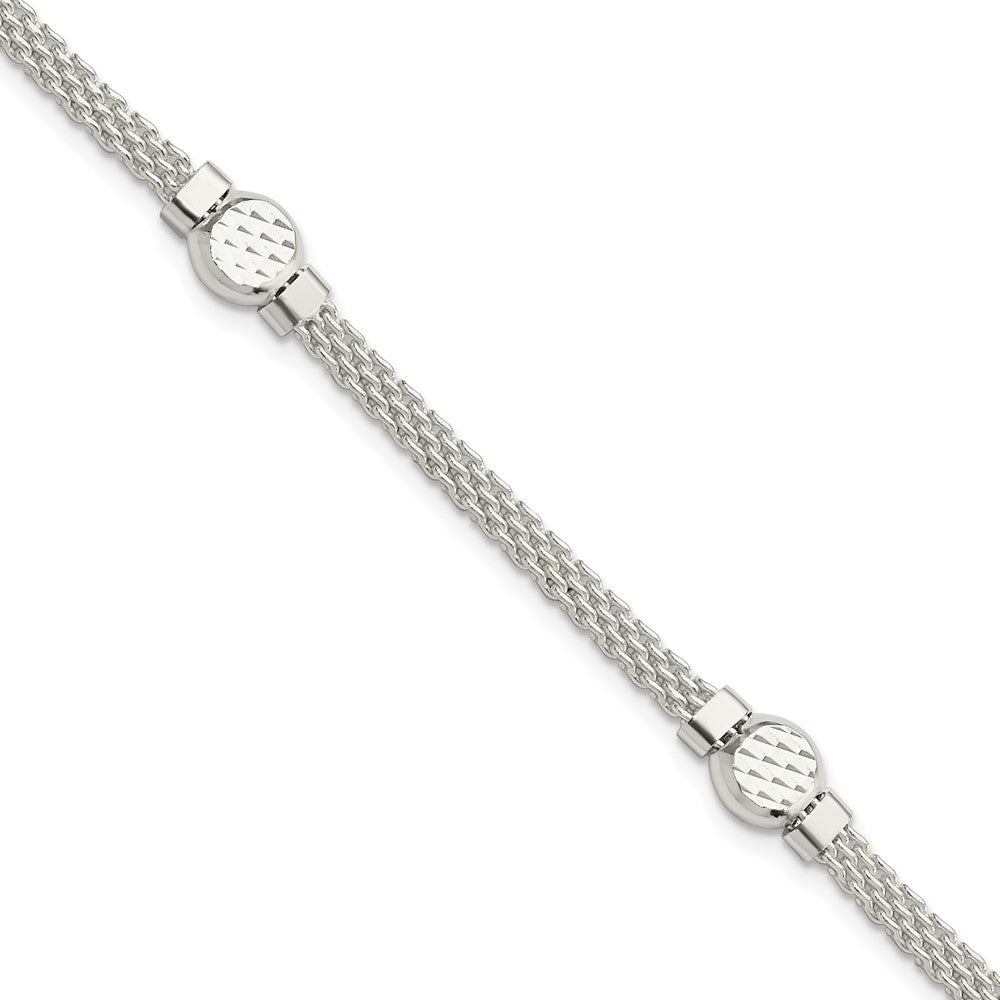 7.5 Inch Sterling Silver Mesh Fancy Bracelet