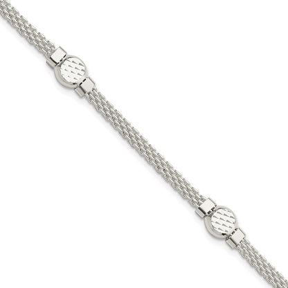 7.5 Inch Sterling Silver Mesh Fancy Bracelet