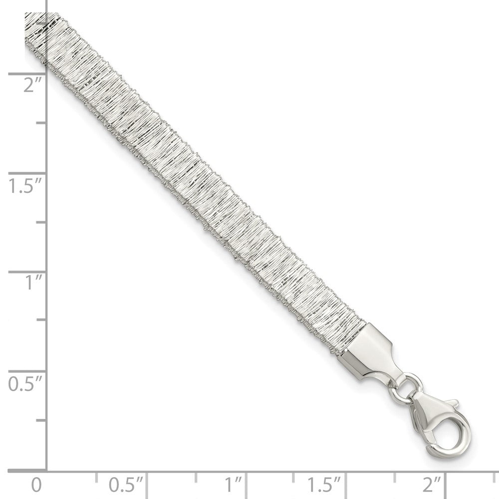 7.5 Inch Sterling Silver Rhodium-Plated Wire Wrapped W/ 1In Ext. Bracelet