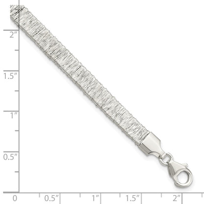 7.5 Inch Sterling Silver Rhodium-Plated Wire Wrapped W/ 1In Ext. Bracelet