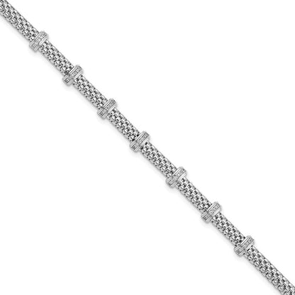 7.5 Inch Sterling Silver Rhodium-Plated Polished Cz Bracelet