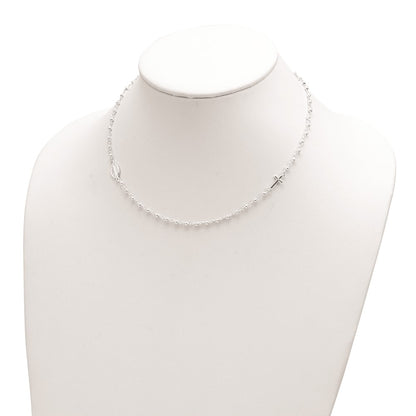 Sterling Silver Medal/Cross W/1.5In Ext. Rosary Necklace