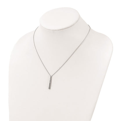 Sterling Silver Rhodium-Plated Polished Cz Tapered Pendant Necklace
