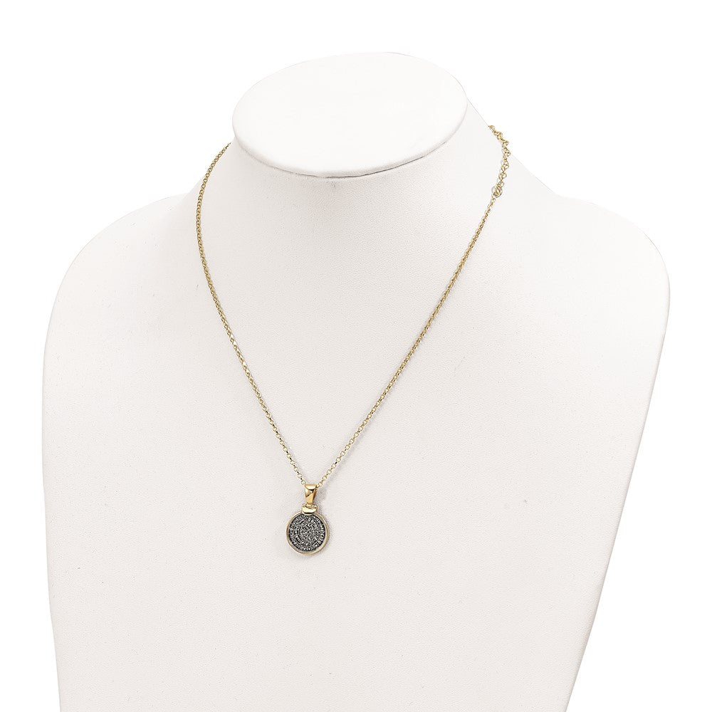 Sterling Silver Ss Gold-Tone Polished Replica Phaistos Coin Pendant W/2 In Ext. Necklace
