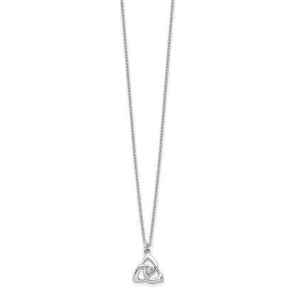 Sterling Silver Rhodium-Plated Celtic Triangle CZ 16in w/2 in Ext Necklace