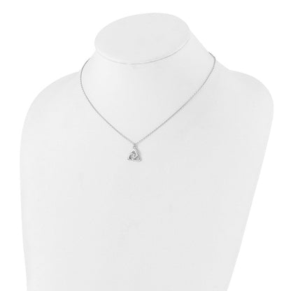 Sterling Silver Rhodium-Plated Celtic Triangle CZ 16in w/2 in Ext Necklace
