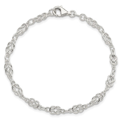 7.25 Inch Sterling Silver 4.5mm Herculean Knot Link Bracelet