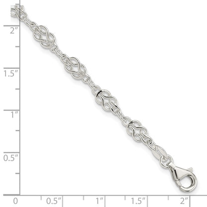 7.25 Inch Sterling Silver 4.5mm Herculean Knot Link Bracelet