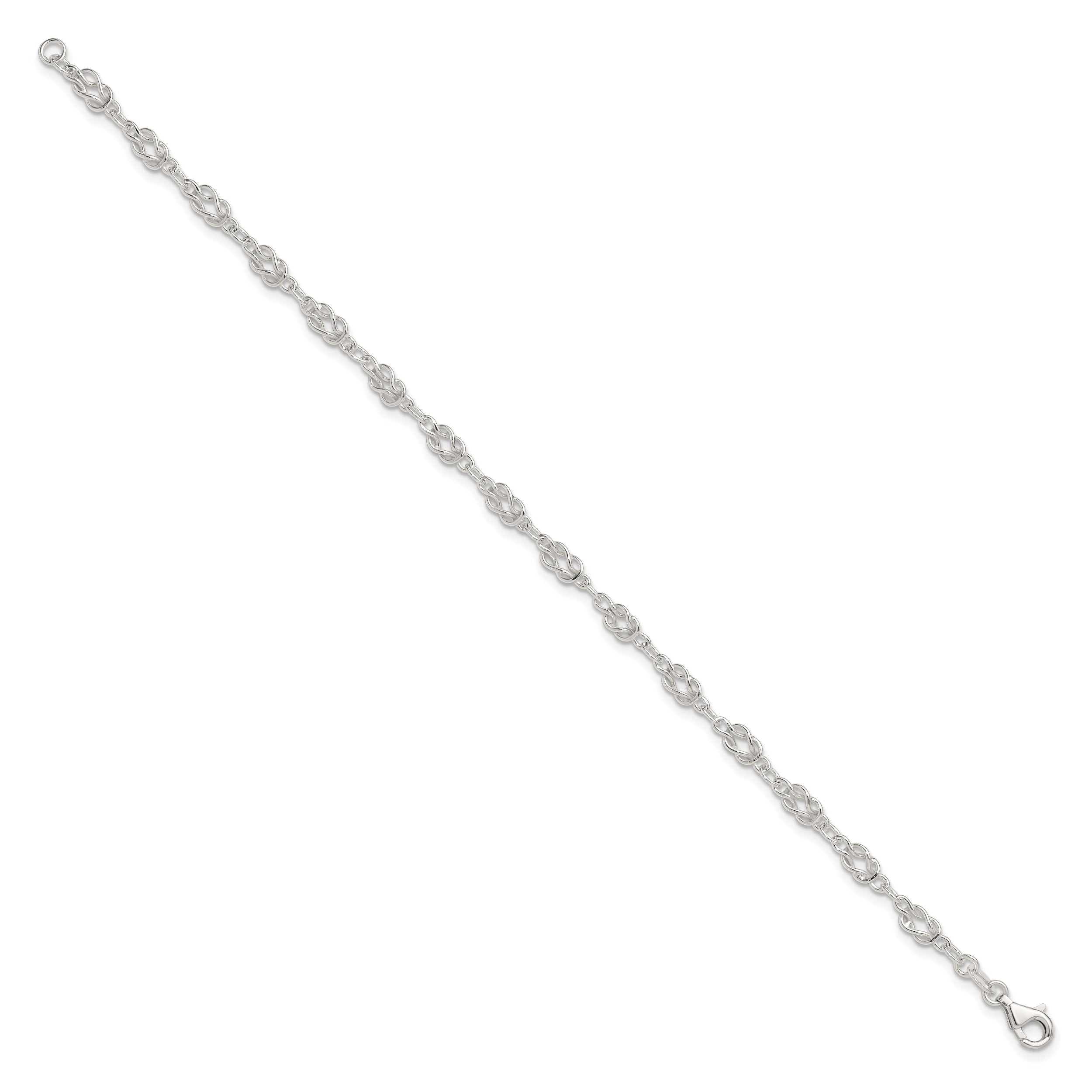 Sterling Silver 10Inch Solid Polished Fancy Knot-Link Anklet