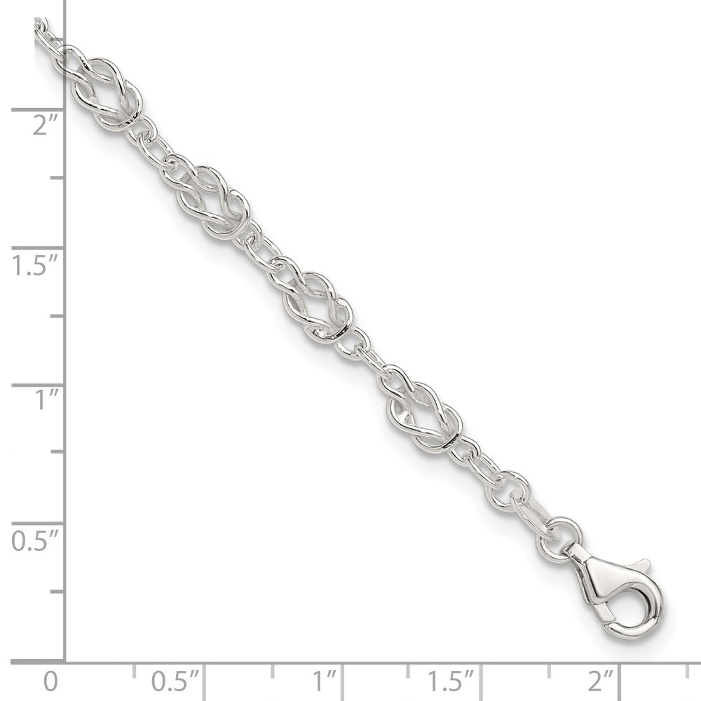 Sterling Silver 10Inch Solid Polished Fancy Knot-Link Anklet