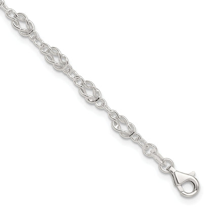 Sterling Silver 10Inch Solid Polished Fancy Knot-Link Anklet