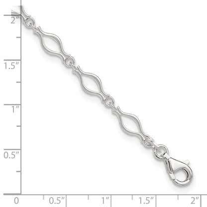 Sterling Silver 9Inch Solid Polished Fancy Link Anklet