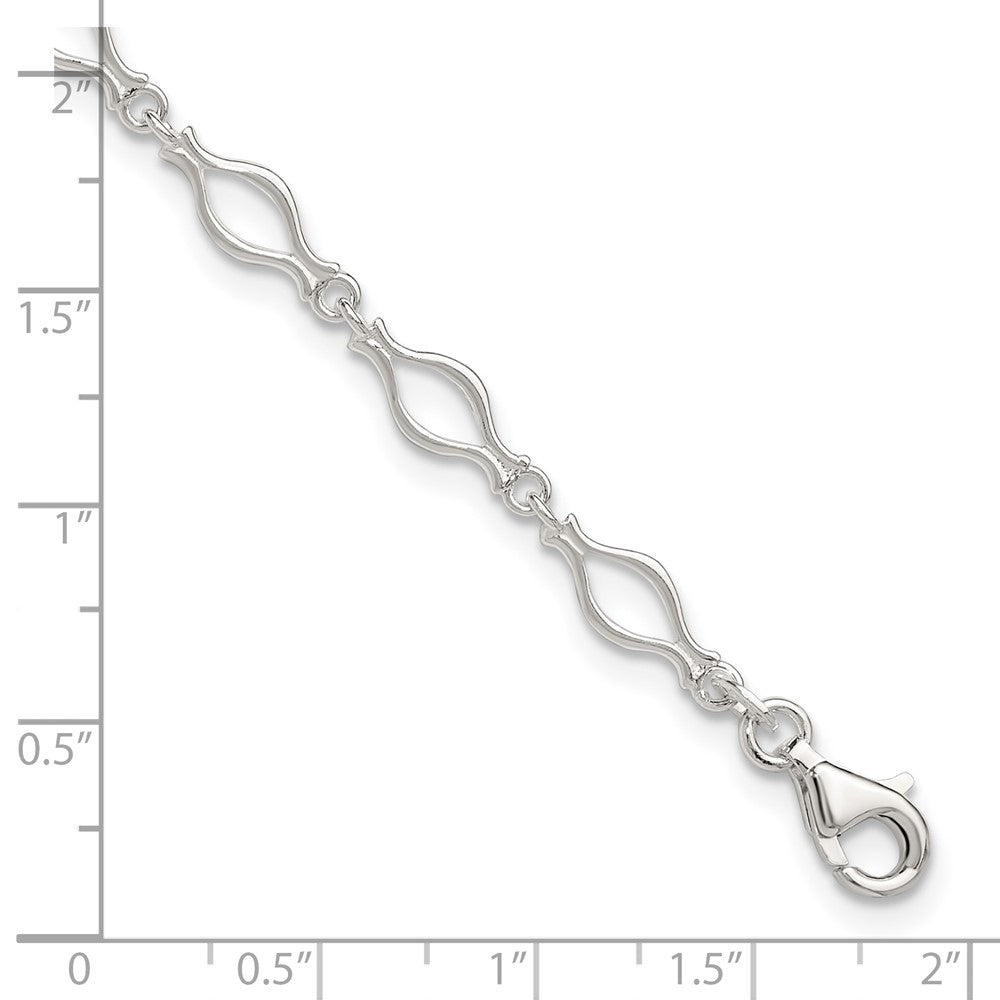 Sterling Silver 10Inch Solid Polished Fancy Link Anklet