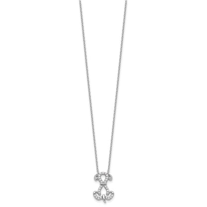 Sterling Silver Rhodium-Plated CZ Dog w/2IN Ext Necklace